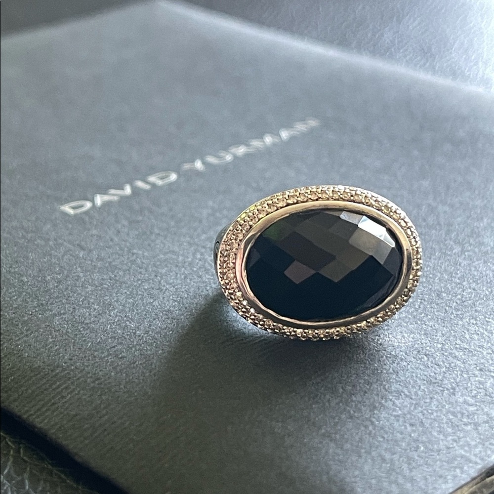 David Yurman Oval Onyx & Diamond Ring